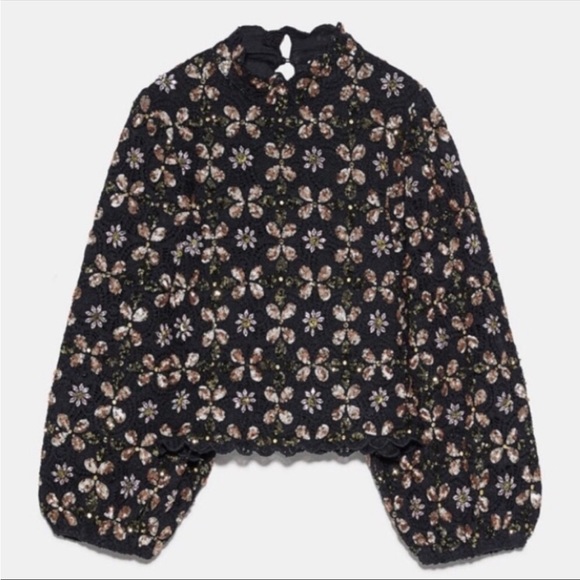 Zara Limited Edition Textured Top with Sequins - Picture 2 of 10